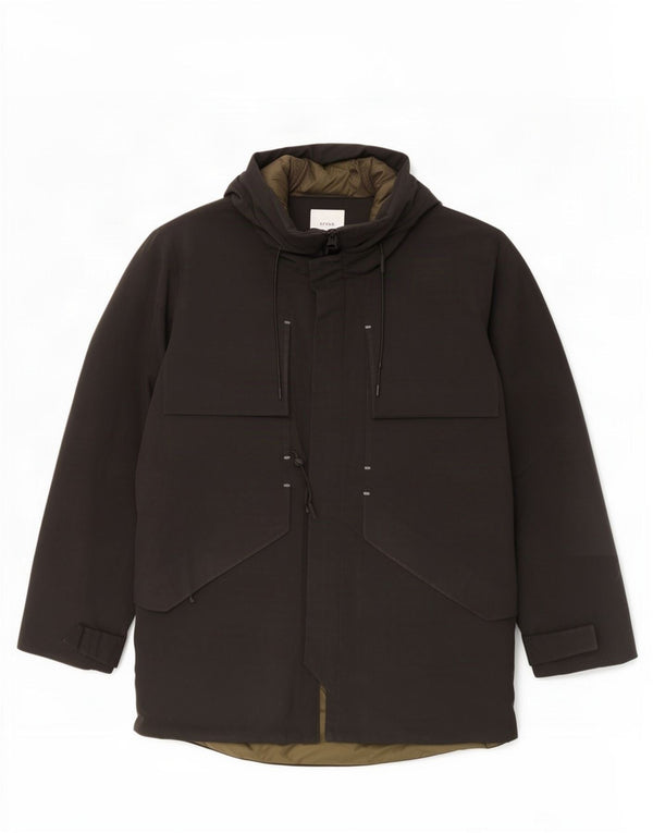 Zara Abrigo cortavientos con capucha para hombre UK 36 Small Poliéster negro