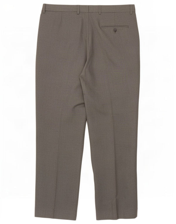 Marks & Spencer Pantalón de traje de corte regular para hombre W36 L29 Poliéster gris