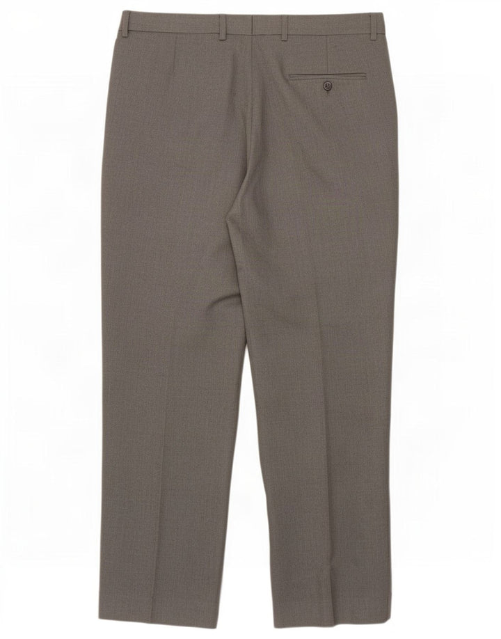 Marks & Spencer Pantalón de traje de corte regular para hombre W36 L29 Poliéster gris