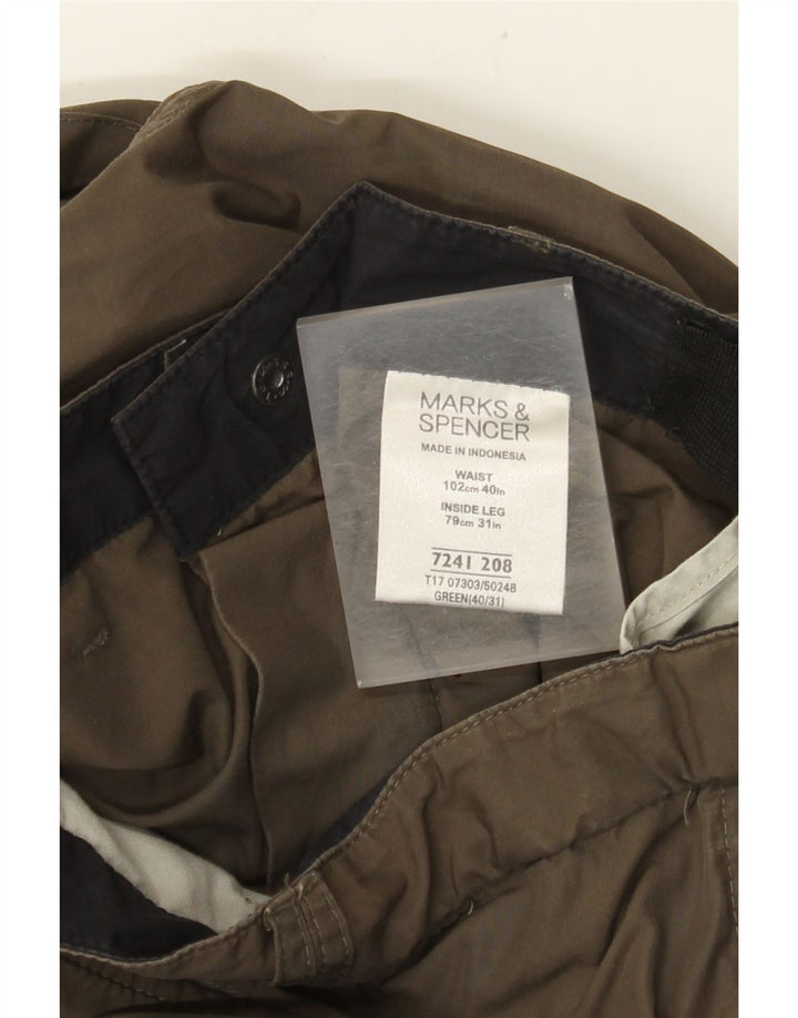MARKS & SPENCER Pantalón cargo recto para hombre W40 L31 Poliamida verde