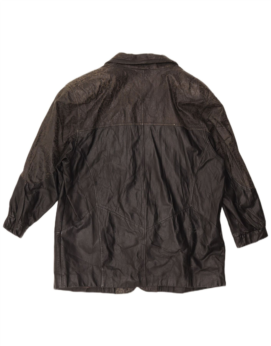 Vintage hombres chaqueta de cuero suelta ajuste IT 46 cuero negro pequeño