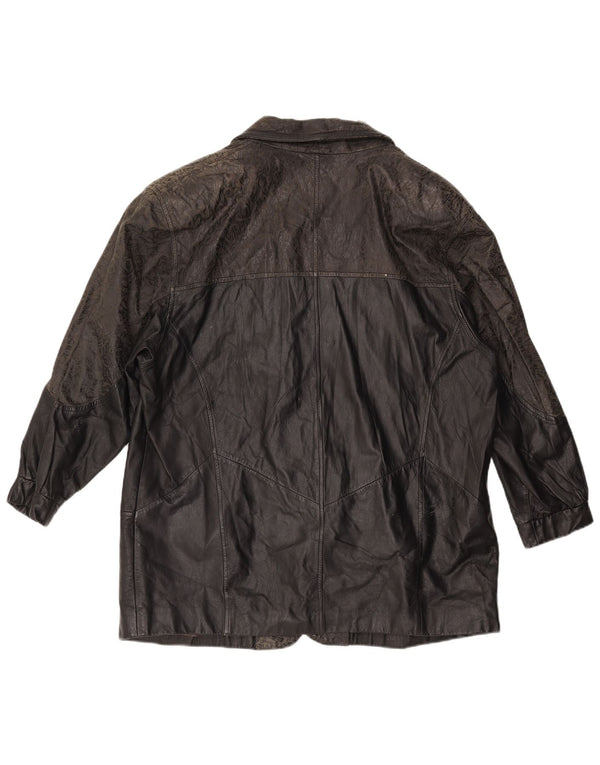 Vintage hombres chaqueta de cuero suelta ajuste IT 46 cuero negro pequeño