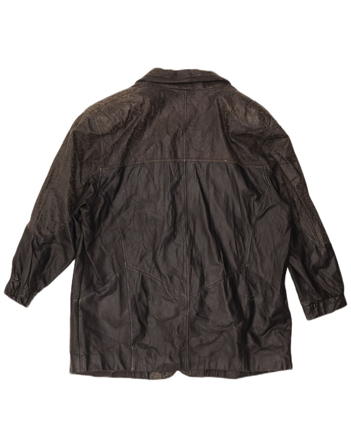 Vintage hombres chaqueta de cuero suelta ajuste IT 46 cuero negro pequeño