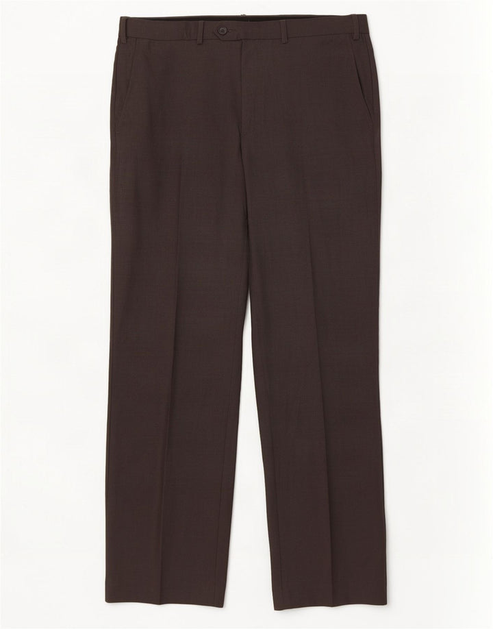 Marks & Spencer Pantalón de traje recto para hombre W36 L31 Lana gris