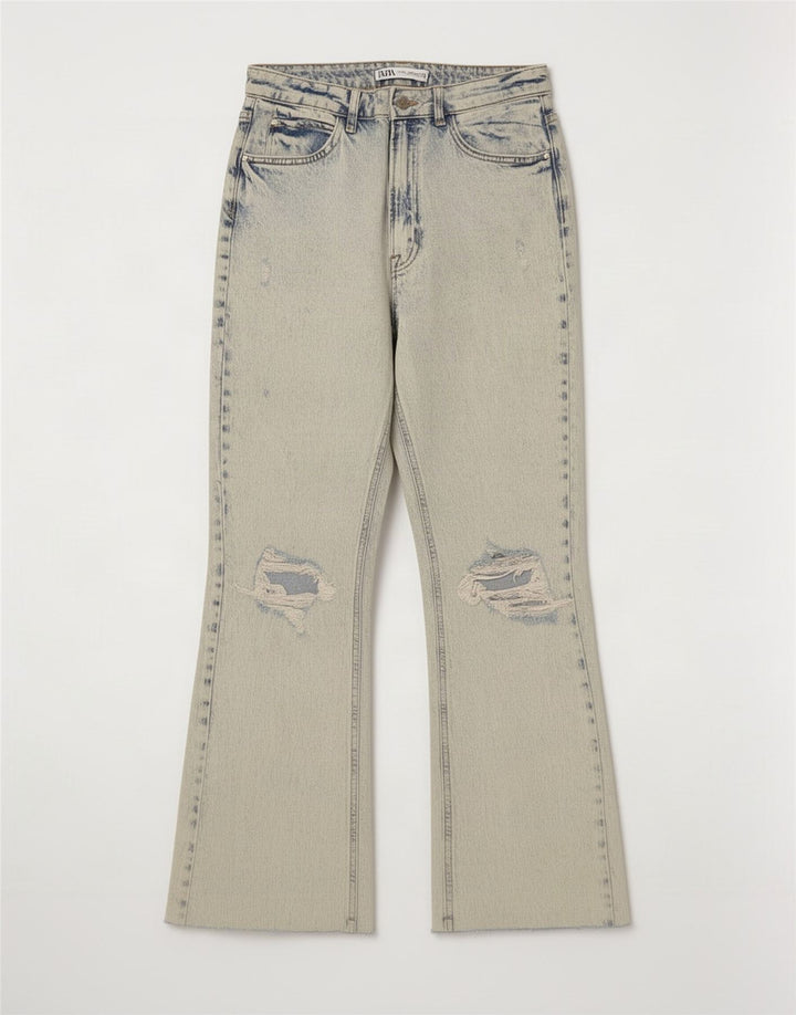 Zara Jeans desgastados con corte de bota para mujer EU 38 Small W28 L26 Azul