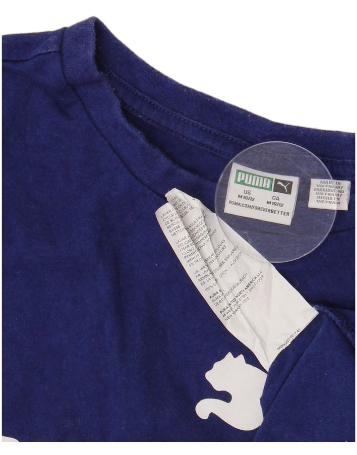 Puma Camiseta gráfica para niño Top 10-11 años Algodón Azul Medio