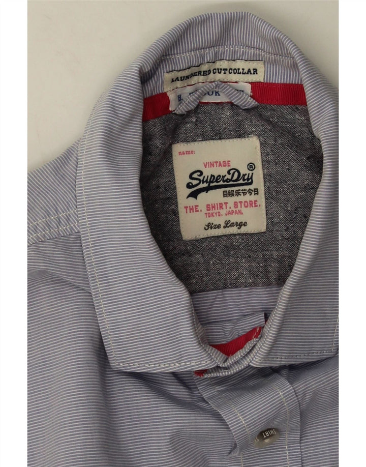 Camisa Superdry para hombre de algodón con rayas diplomáticas azules grandes