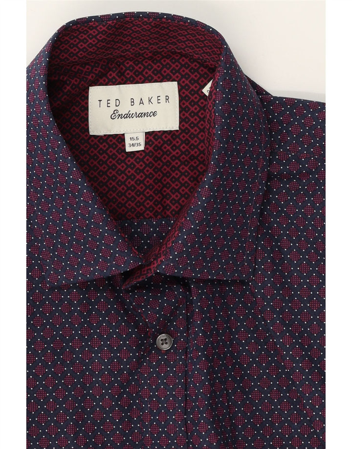 TED BAKER Mens Shirt Size 15 1/2 Medium Red Argyle/Diamond Cotton Vintage Ted Baker and Second-Hand Ted Baker from Messina Hembry 