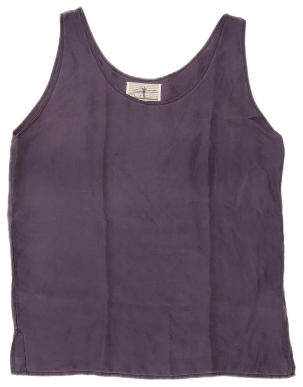 Caruso Blusa sin mangas para mujer UK 44 Seda azul marino mediana