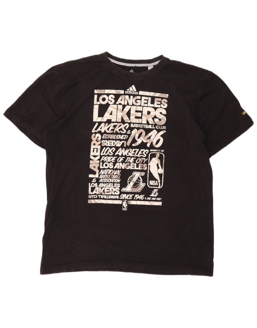 ADIDAS Camiseta gráfica para hombre Los Angeles Lakers Top 2XL Algodón negro