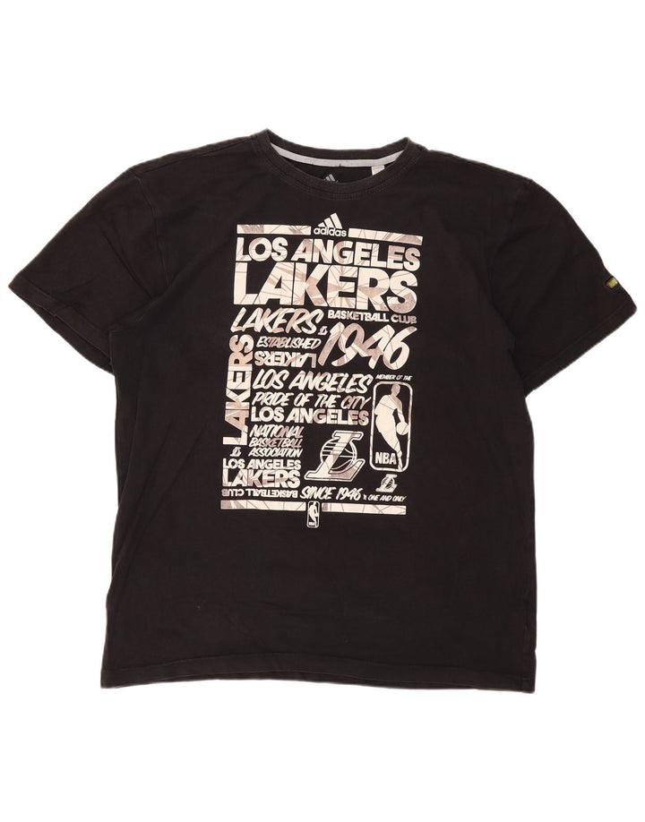 ADIDAS Camiseta gráfica para hombre Los Angeles Lakers Top 2XL Algodón negro