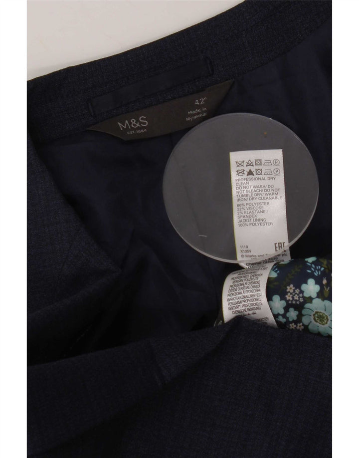 Marks & Spencer Chaqueta tipo blazer de 2 botones para hombre UK 42 Grande Poliéster azul marino