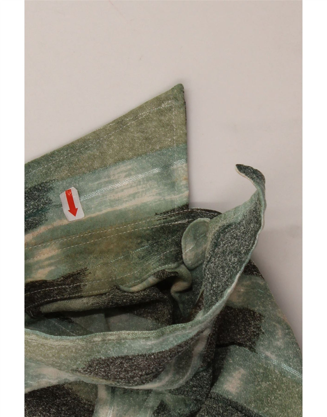 VINTAGE camisa de manga corta para hombre grande verde geométrico