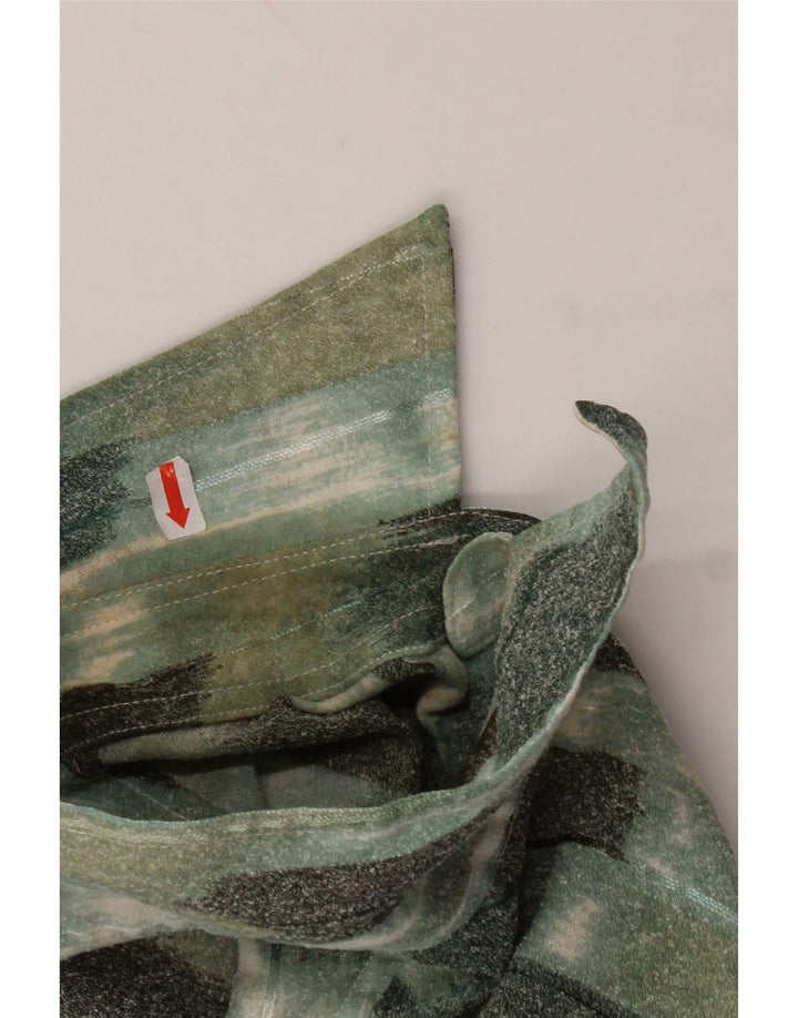 VINTAGE camisa de manga corta para hombre grande verde geométrico