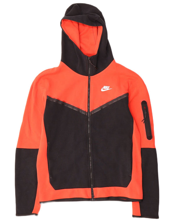 Nike Sudadera con capucha y cremallera para hombre, talla pequeña, algodón color block naranja