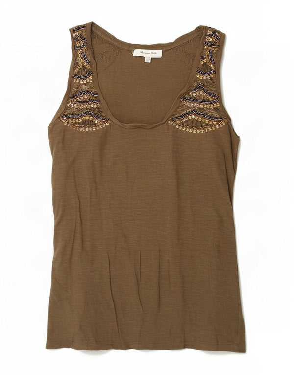 Massimo Dutti Chaleco Mujer UK 6 XS Marrón Algodón