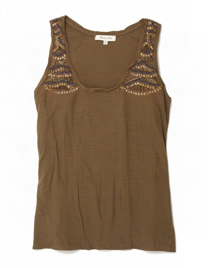 Massimo Dutti Chaleco Mujer UK 6 XS Marrón Algodón