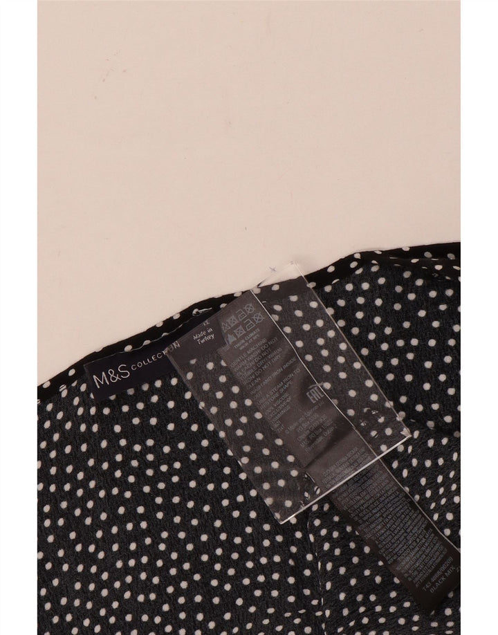 Marks & Spencer Blusa de manga larga para mujer UK 42 Medium Black Spotted