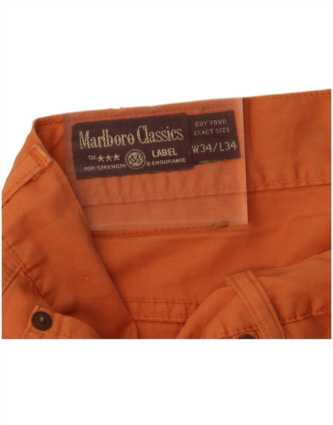 MARLBORO CLASSICS Pantalones casuales rectos para mujer W34 L34 Algodón naranja