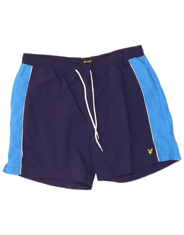 Lyle & Scott Bañador para hombre, talla 2XL, nailon color block azul marino