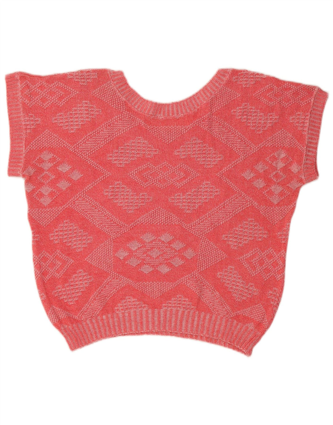 VINTAGE Mujer Crop Boat Neck Jumper Suéter Reino Unido 14 Rosa Medio