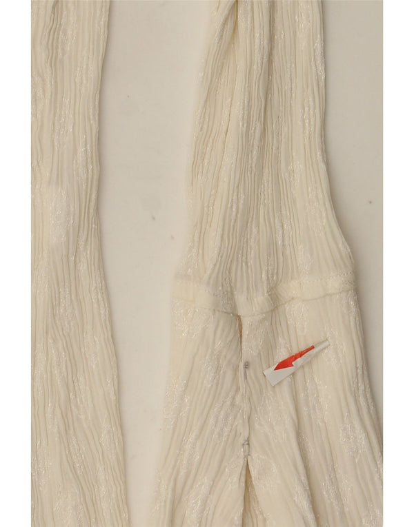 Vintage mujer camisa blusa IT 46 grande de acetato geométrico blanco apagado