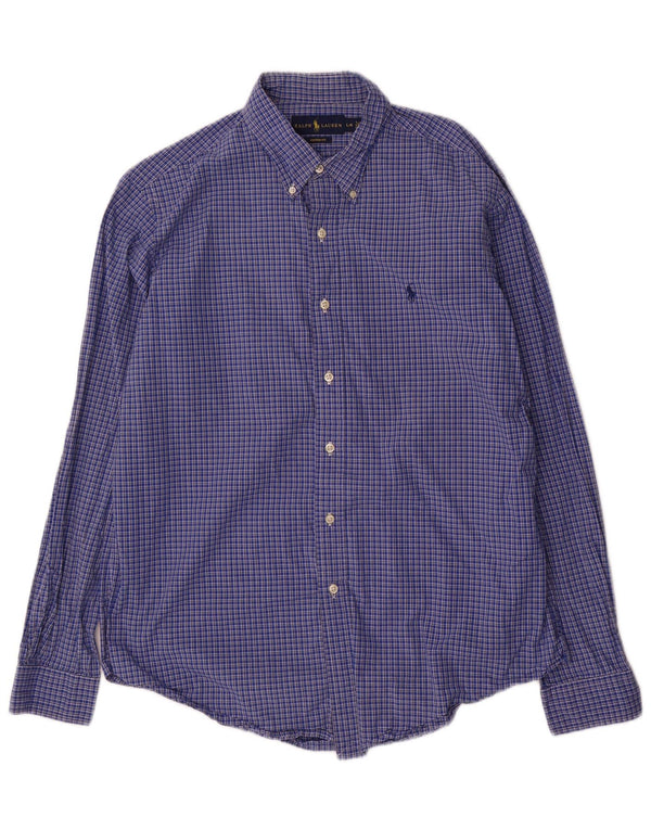 Ralph Lauren Camisa personalizada para hombre Algodón a cuadros azul grande