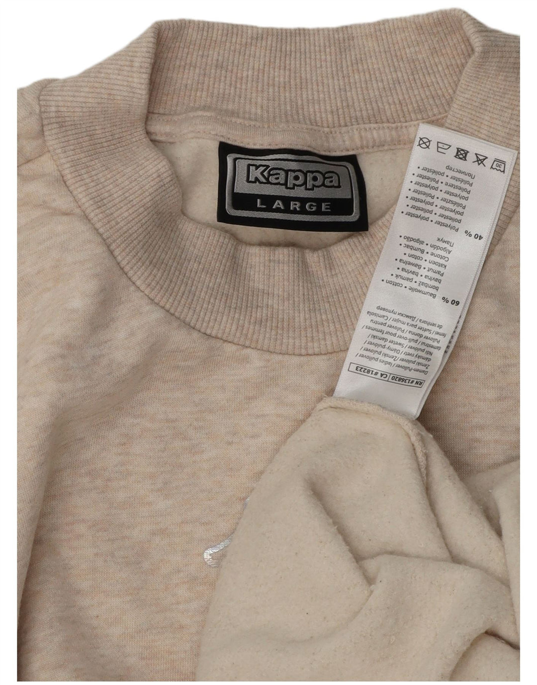 KAPPA - Sudadera extragrande para mujer, talla 40, talla grande, algodón beige