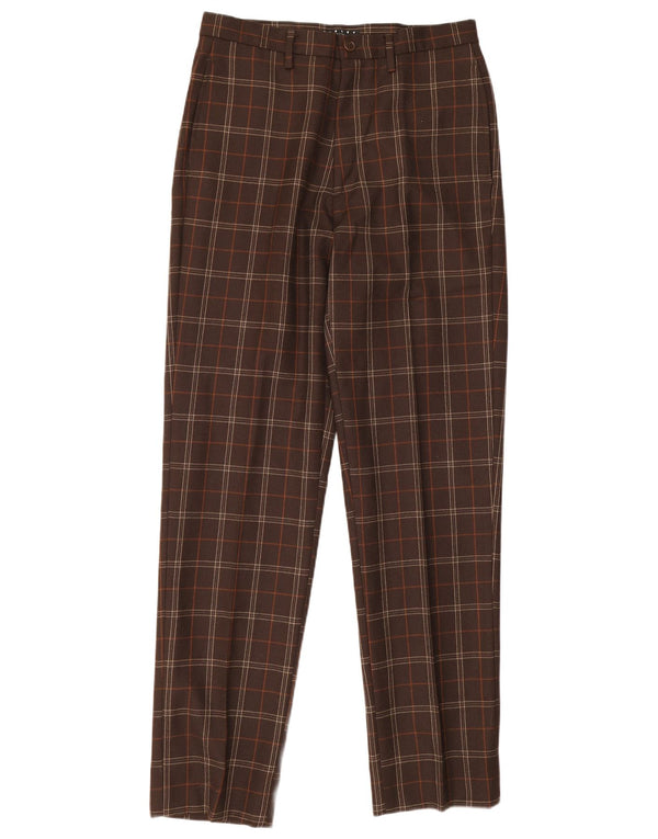 Sisley Pantalón de traje cónico para hombre IT 46 Small W30 L32 Acetato a cuadros marrón
