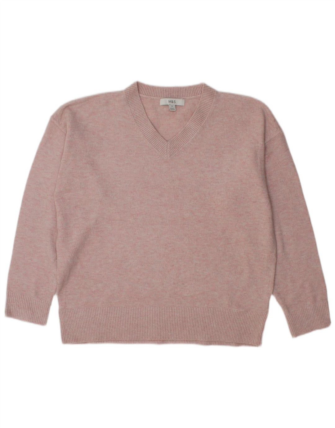 Marks & Spencer Suéter tipo jersey de gran tamaño con cuello en V para mujer UK 44 Rosa mediano