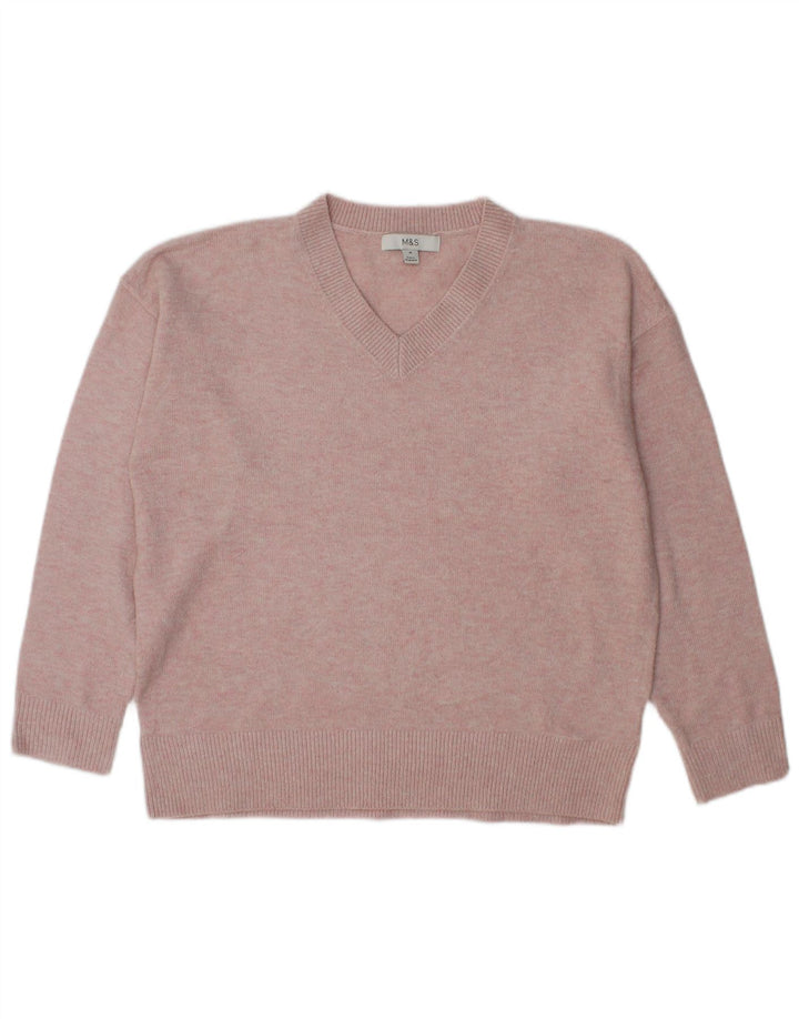 Marks & Spencer Suéter tipo jersey de gran tamaño con cuello en V para mujer UK 44 Rosa mediano