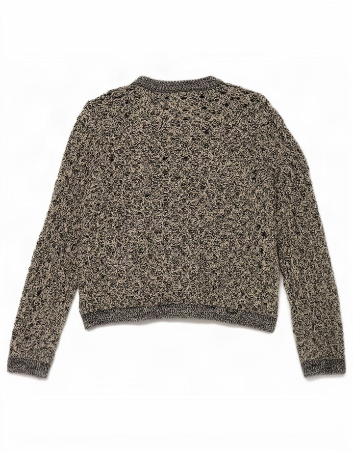 Zara - Cárdigan de crochet para mujer, talla 40, poliéster moteado en negro mediano