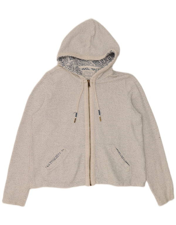 Fat Face Sudadera con capucha y cremallera para mujer UK 46 Large White Cotton