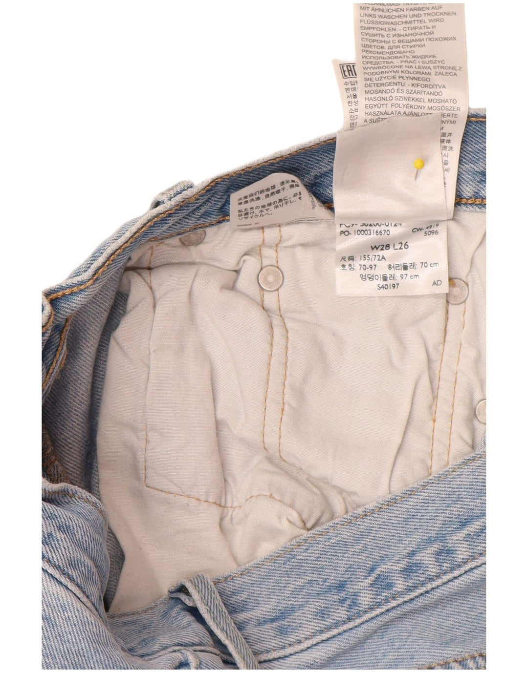 LEVI'S Jeans rectos 501 para hombre W28 L26 Algodón azul