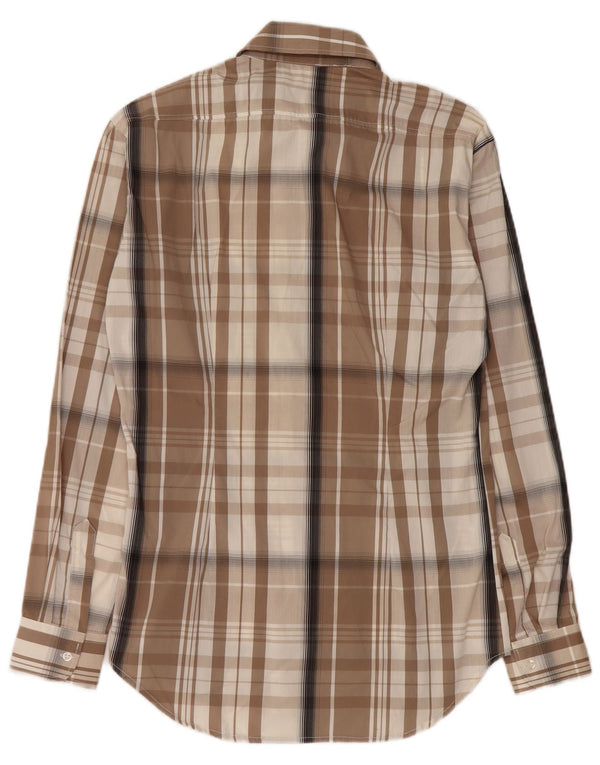 NARACAMICIE Camisa Hombre Small Marrón Cuadros Algodón