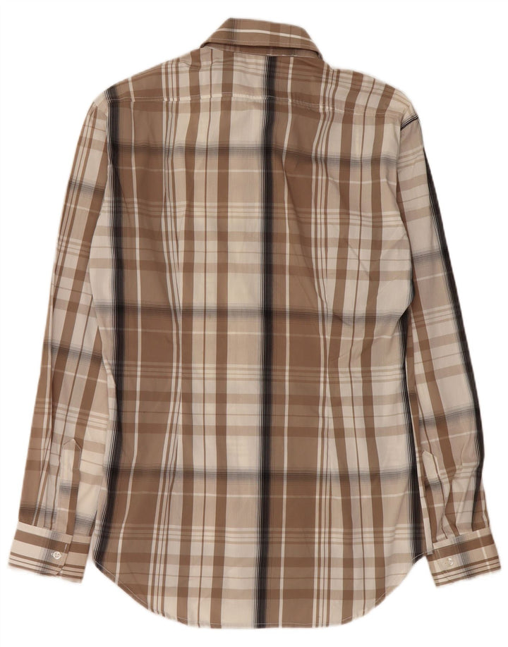 NARACAMICIE Camisa Hombre Small Marrón Cuadros Algodón