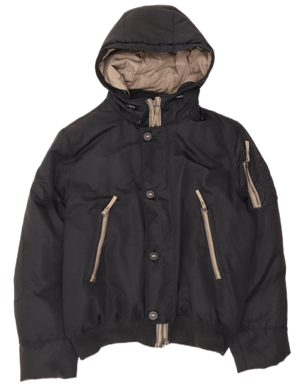 Benetton Chaqueta Acolchada Con Capucha Hombre IT 54 2XL Negro Poliéster