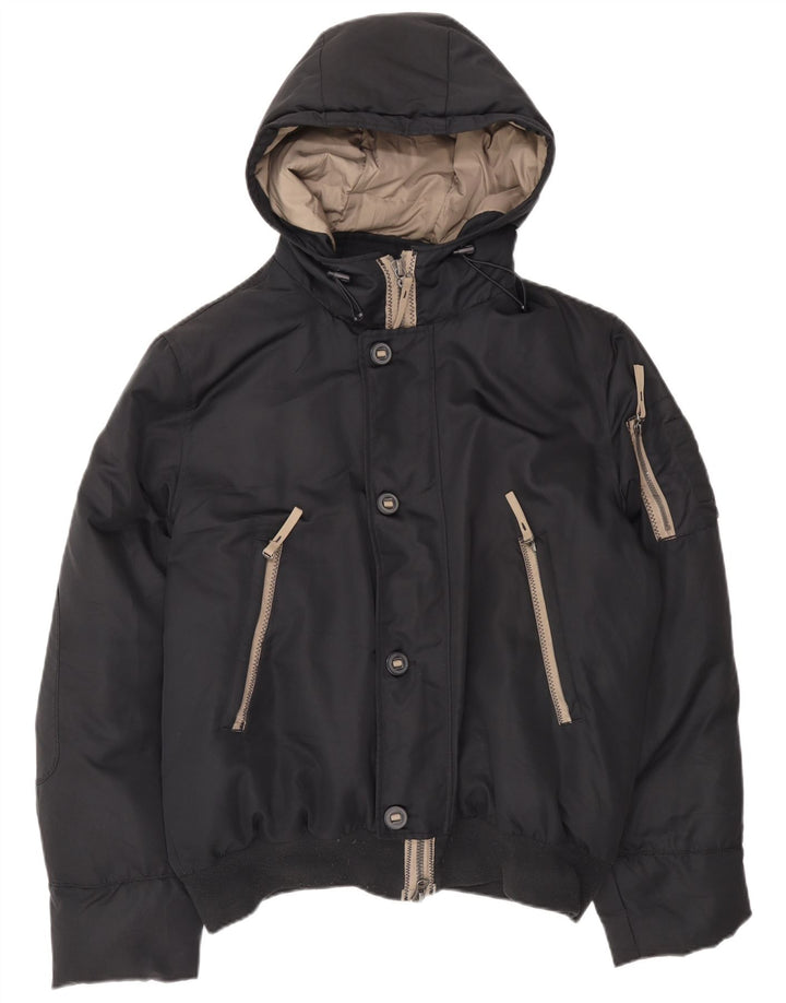 Benetton Chaqueta Acolchada Con Capucha Hombre IT 54 2XL Negro Poliéster