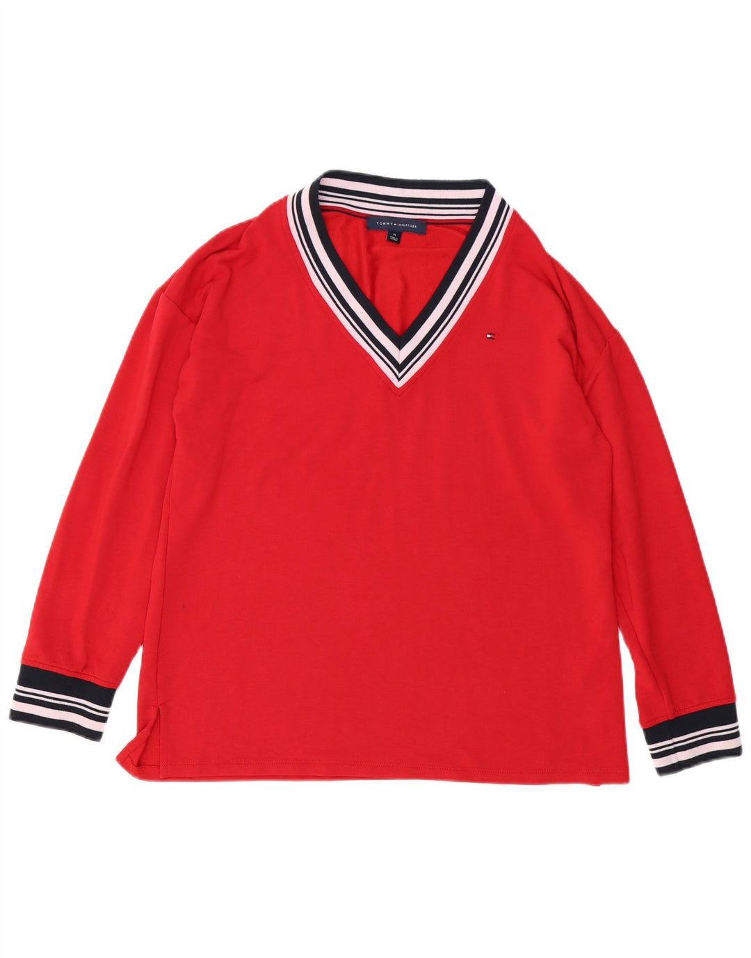TOMMY HILFIGER Top de mujer de manga larga UK 44 Viscosa roja mediana