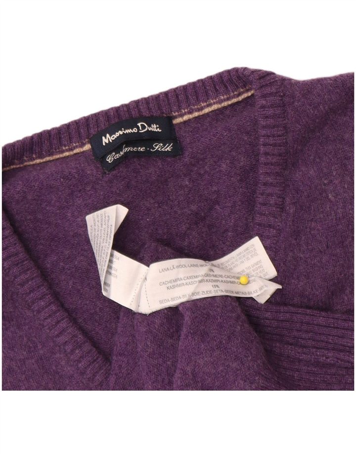 Massimo Dutti Jersey Cuello Pico Hombre XL Lana Morado