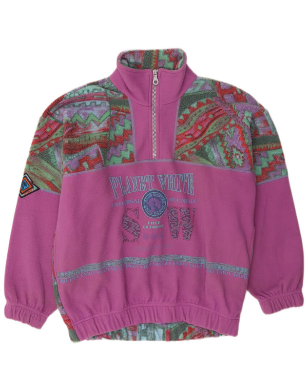 Santo Stefano Jersey de forro polar con gráfico de esquí para mujer UK 46 Grande Rosa Geométrico