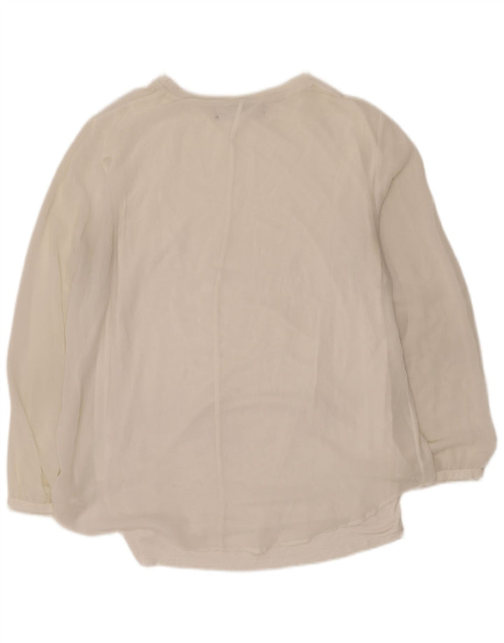 Zara Blusa de manga larga transparente para mujer UK 46 Large White