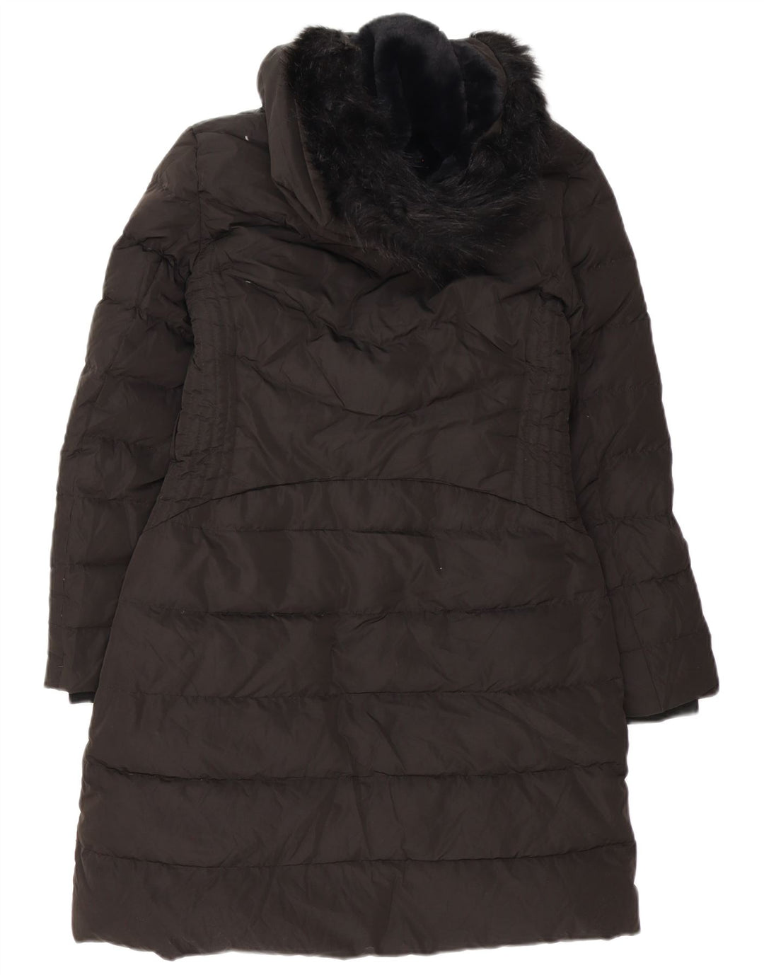 Zara Mujer Abrigo Acolchado Con Capucha UK 44 Medio Negro Poliéster