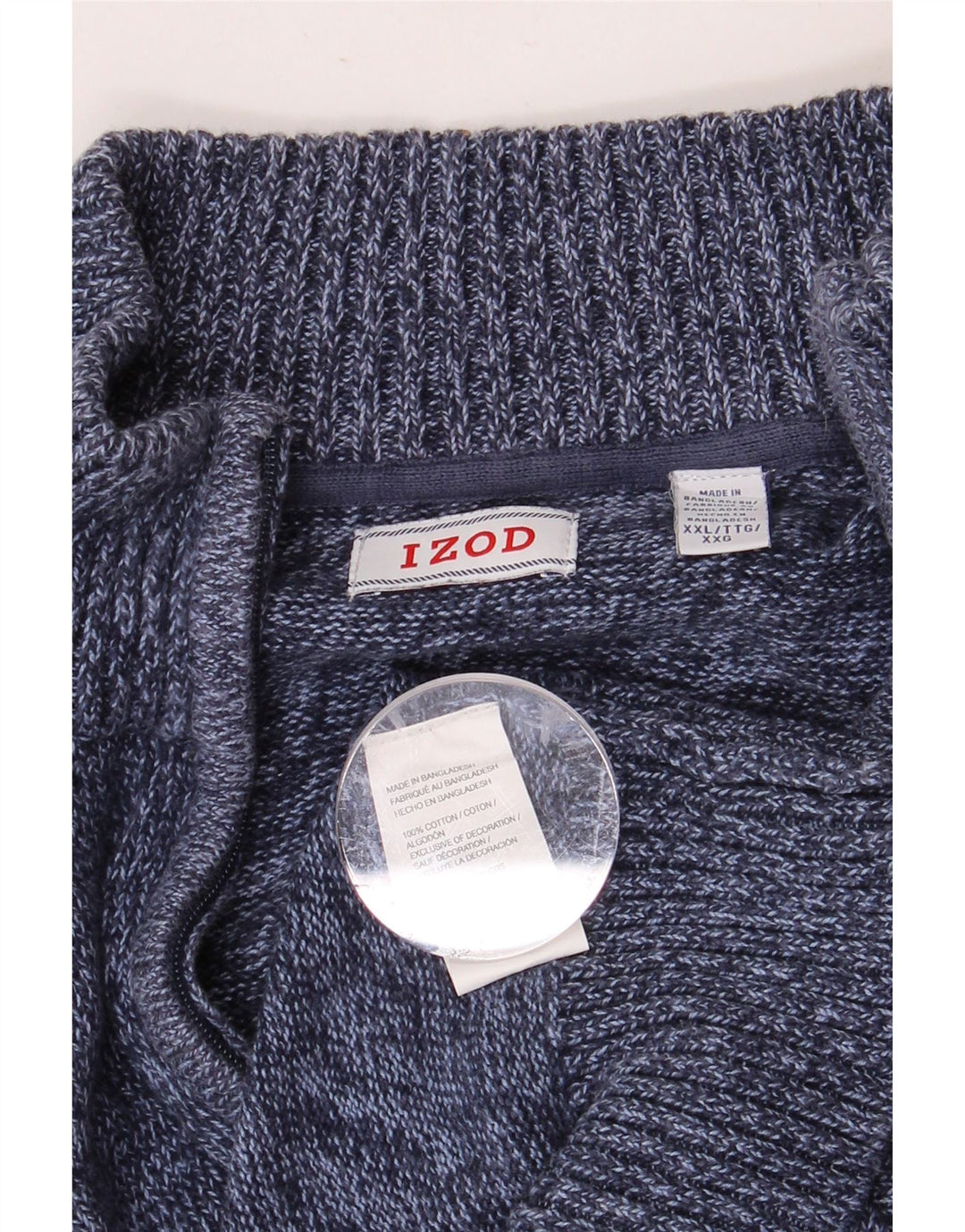 IZOD Jersey con cuello y cremallera para hombre, talla 2XL, algodón moteado azul marino