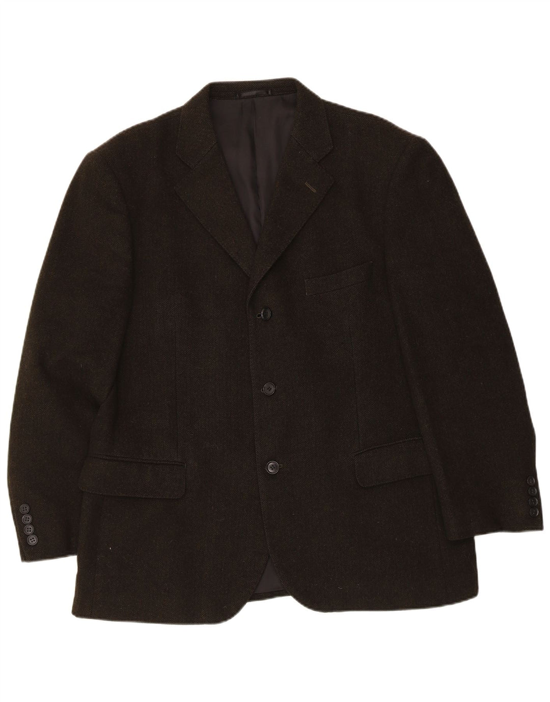 Vintage hombres 3 botones chaqueta blazer IT 54 2XL caqui espiga cachemira
