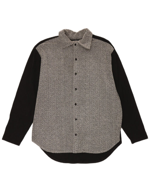Camisa vintage para hombre gris medio colorblock acrílico