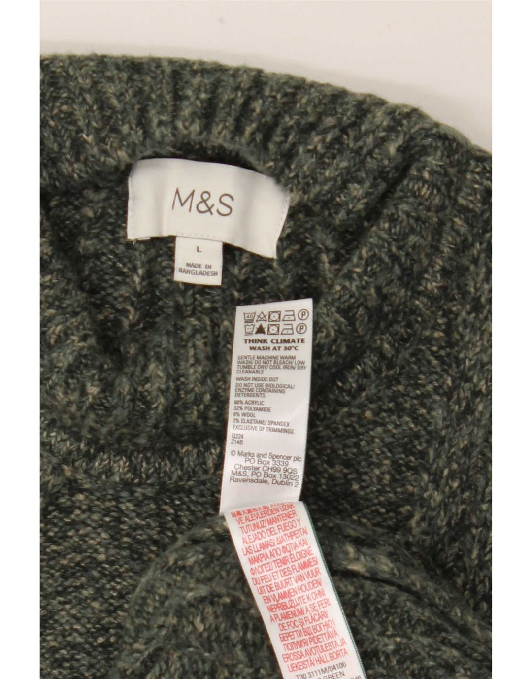 Marks & Spencer Suéter con Cuello Alto para Hombre Acrílico Caqui Grande