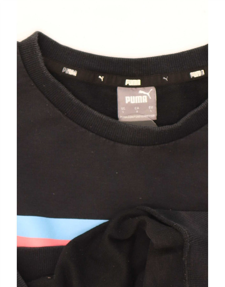 Puma Sudadera tipo jersey para hombre, talla grande, algodón color block negro