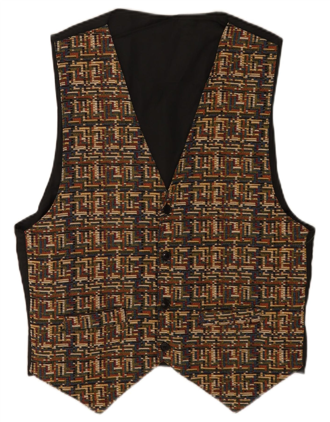 Chaleco vintage para hombre poliéster geométrico marrón grande