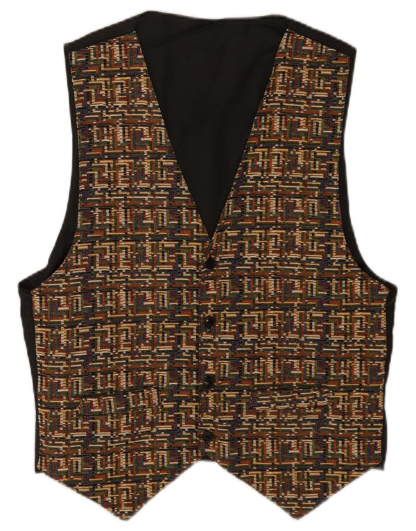 Chaleco vintage para hombre poliéster geométrico marrón grande